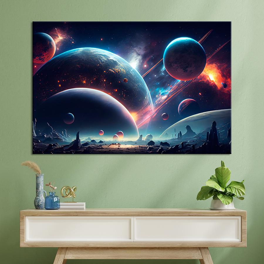 Картина космос Столпотворение планет 51x34 см (A1290-1)