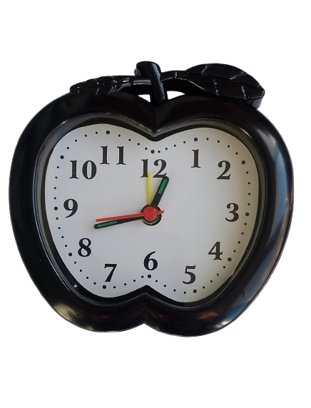 Будильник кварцевый 2035 Яблоко 110х110х40 мм Черный (3978А)