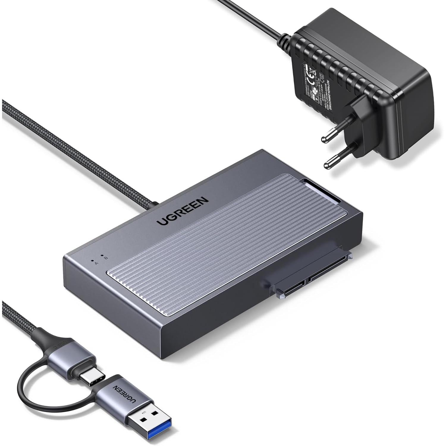 Адаптер для накопителей UGREEN D320 0,5 м M.2 NVMe SSD M-Key и B+M Key SATA SSD/HDD 2,5 и 3,5" USB 3.2 Серый (75621EU)