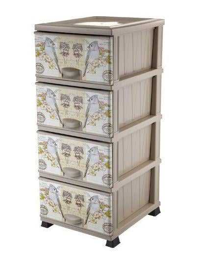 Комод пластиковый 4 ящика 90х45,5х37,5 Попугаи (472748-Prob)
