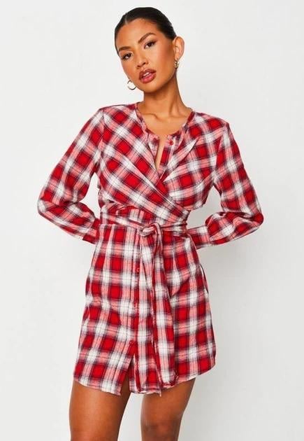 Платье Missguided DD930284 Клеточка р. 38 Красный