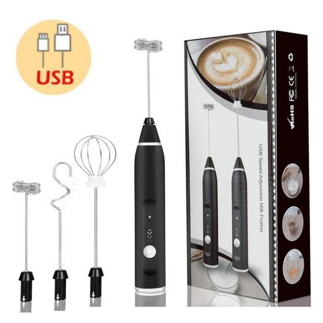 Капучинатор 3в1 Electric Milk Frother AN-69 3 насадки USB - фото 3