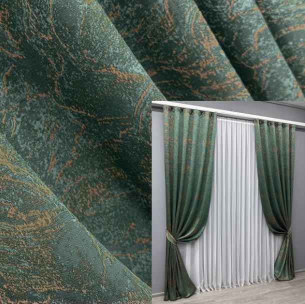 Комплект штор Fantasy жакард 1,5х2,9 м 2 шт. Смарагдовий/Золотистий (1633ш) - фото 2 Комплект штор Fantasy жакард 1,5х2,9 м 2 шт. Смарагдовий/Золотистий (1633ш) - фото 2