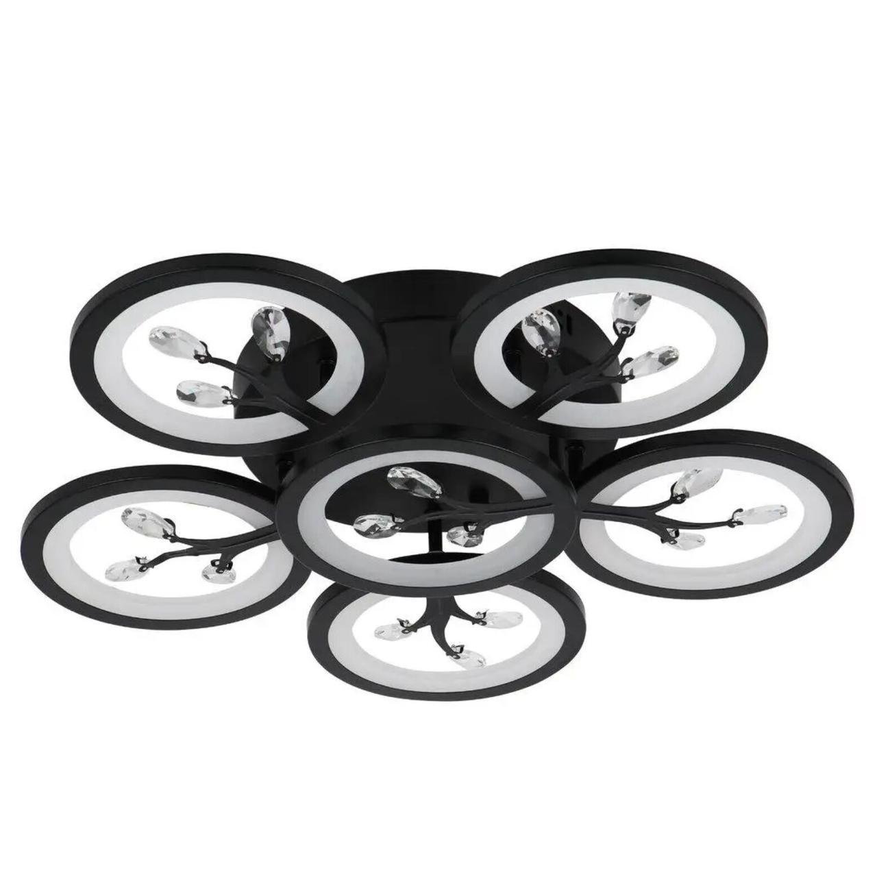 Люстра светодиодная Valeso с круглыми плафонами 120W 3000-6500K Черный (G 2780/5+1 BK 120W)