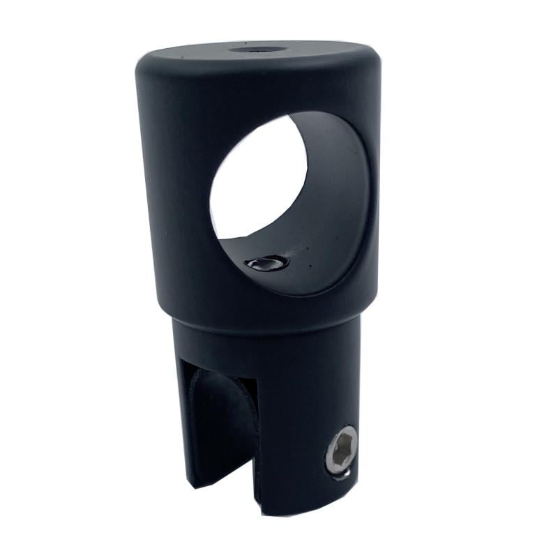 Крепление штанги сквозное для стекла 6–12 мм для трубы 18–19 мм держатель стабилизатор стекла в ванну Черный (HDL-914)