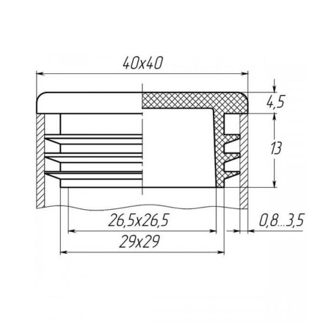 Заглушка для профільних труб пластикова квадратна 40х40 мм 1 шт. Чорний (1829567517/К0310) - фото 2