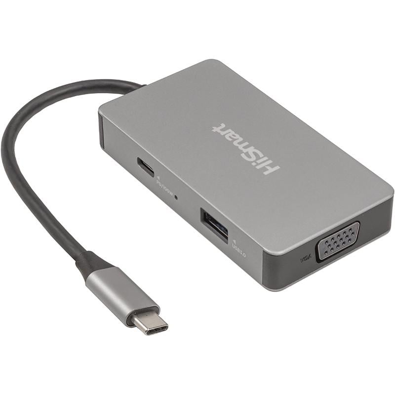 Хаб USB HiSmart USB Type-C 2x HDMI 1x VGA 1x USB Type-A 1x USB Type-C PD60W