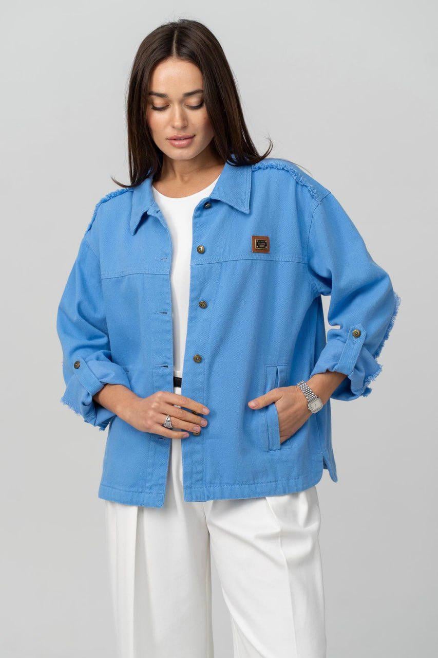 Куртка-блейзер женская джинсовая 6XL Васильковый (33284424)