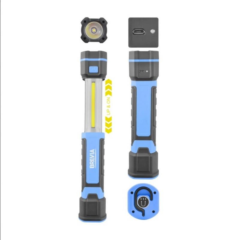 телескопічна інспекційна лампа Brevia LED 3W COB+1W LED 300lm 2000mAh microUSB (56788)