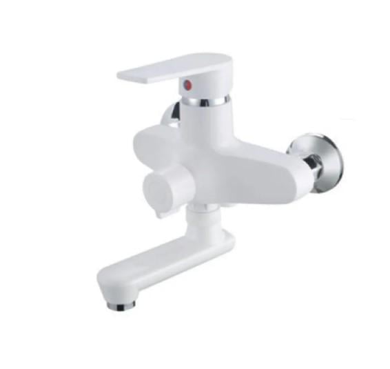 Смеситель для ванны PLAMIX OSCAR-008 EURO SET со шлангом/лейкой и кронштейном White (PM0698)