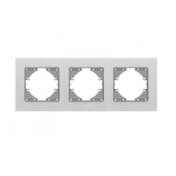 Рамка трехместная горизонтальная Videx Binera Серебристый алюминий (00000013106)