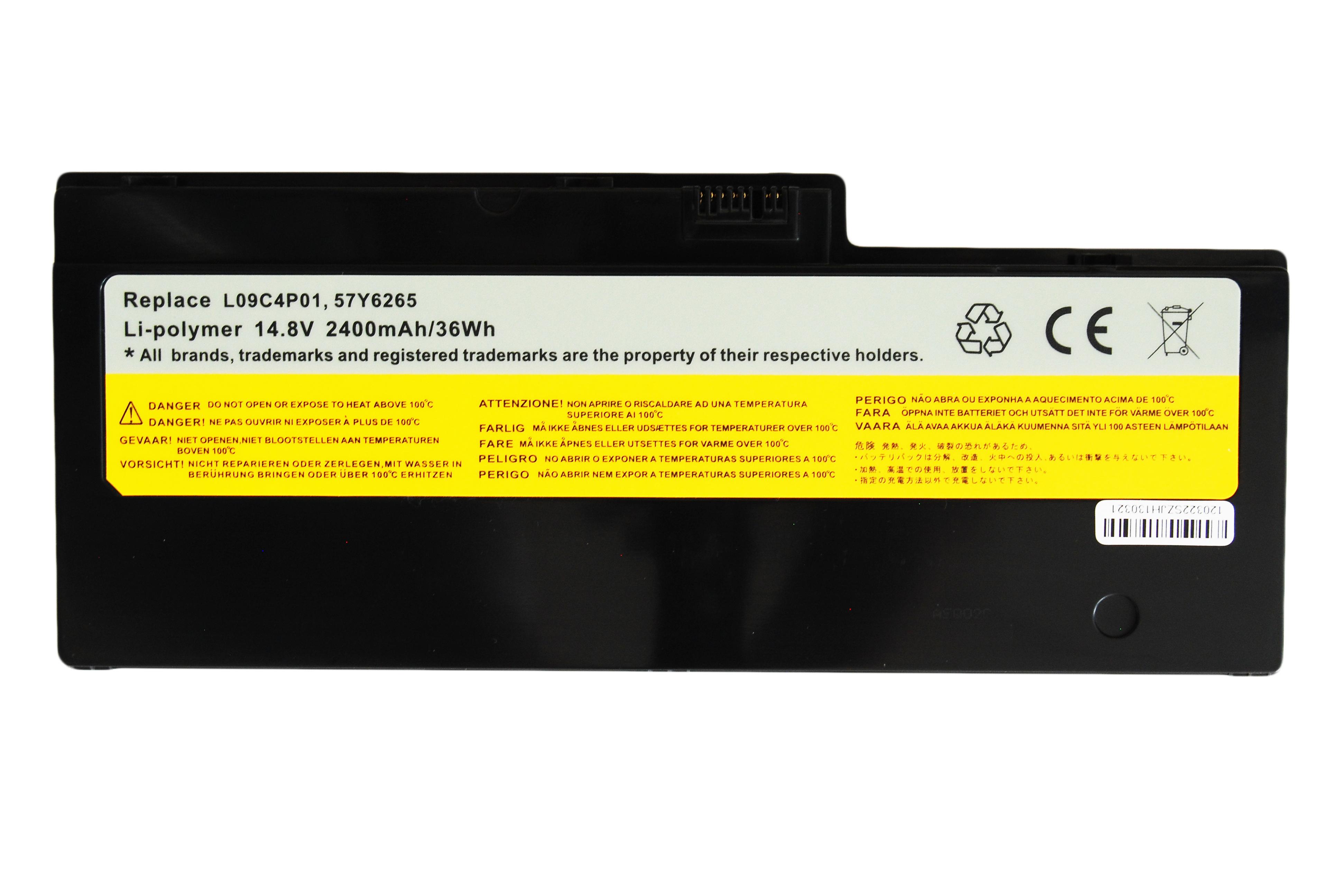 Аккумулятор для ноутбука Lenovo-IBM L09C4P01 14,8 V 2400 mAh (006346)