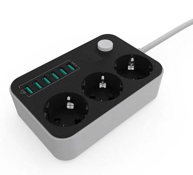 Мережевий подовжувач SE3631 3 розетки/6хUSB 1,6 м (1387821262) - фото 2 Мережевий подовжувач SE3631 3 розетки/6хUSB 1,6 м (1387821262) - фото 2