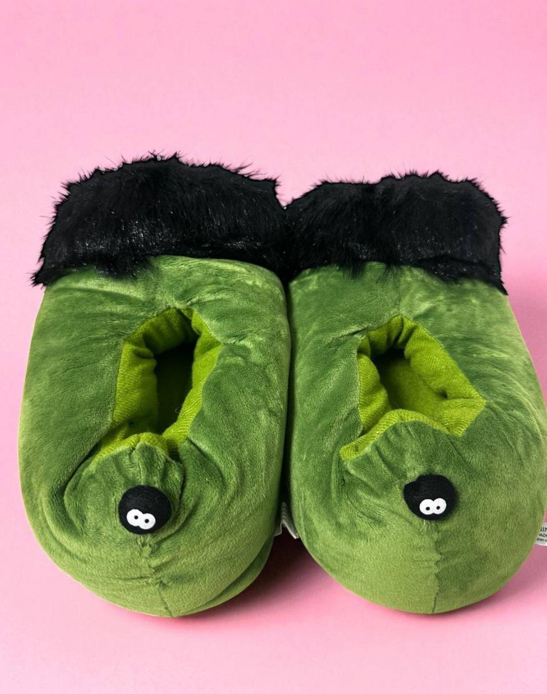 Тапочки домашние плюшевые чернишки сусуваторы аниме р. 32-39 Зеленый - фото 3