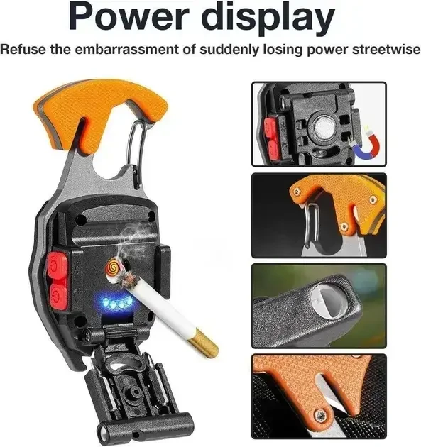 Ліхтарик акумуляторний LED W5147 з Type-C 7 режимів прикурювач/карабін/ніж/магніт - фото 5