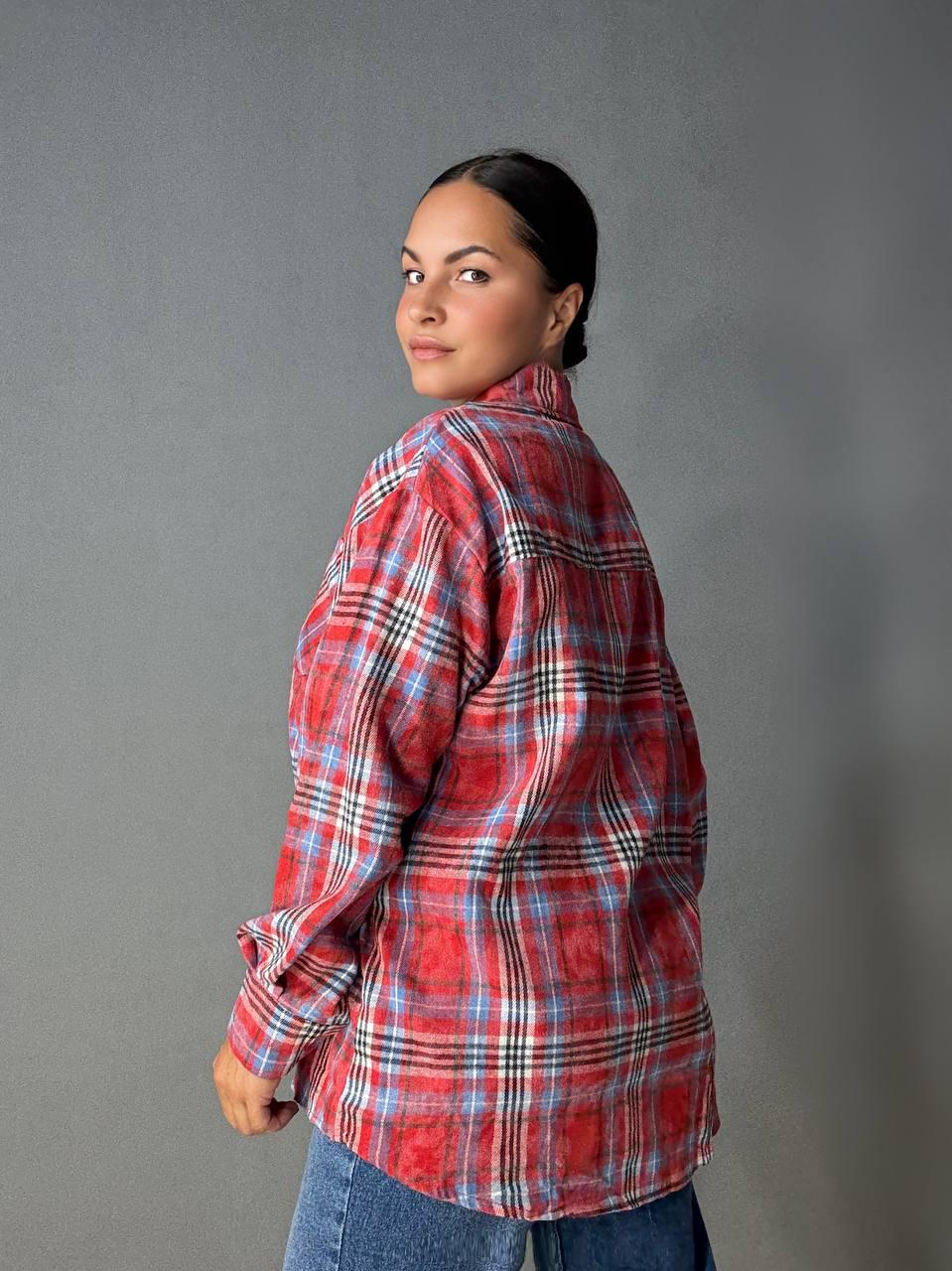 Сорочка жіноча YZY 7765 в клітинку оверсайз широка варена OS Червоний (4917) - фото 3 Сорочка жіноча YZY 7765 в клітинку оверсайз широка варена OS Червоний (4917) - фото 3
