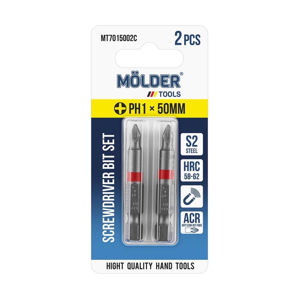 Набор бит Molder PH1x50мм цветная маркировка 2 шт. (MT7015002C)
