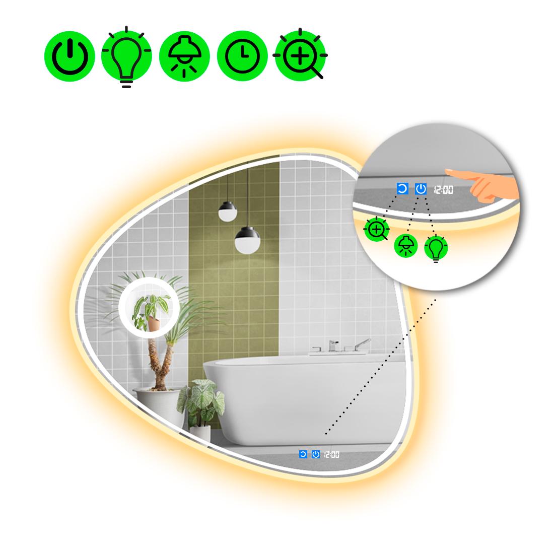 Зеркало с LED подсветкой Nuvola 4 с двумя сенсорами и линзой с подсветкой 60x60 см (Nuvola4-09)