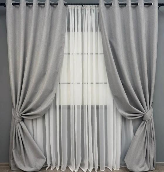 Комплект штор на люверсах блекаута ASHEN NIGHT 2 шт. 1,5х2,7 м Светло-серый (1840ш 37-0281)