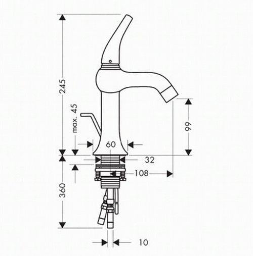 Смеситель для умывальника Hansgrohe AXOR TERRANO 37001000 однорычажный Хром (134529) - фото 2