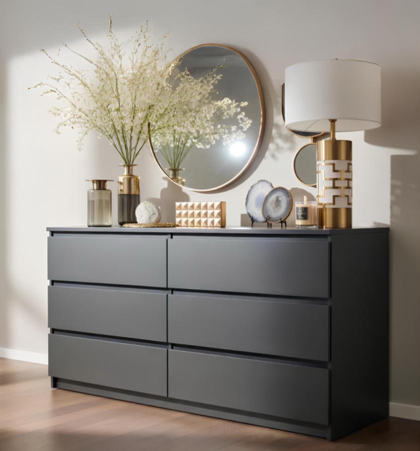 Комод современный Мастер Форм Брайт 1500х376х730 мм Антрацит (20069) Комод современный Мастер Форм Брайт 1500х376х730 мм Антрацит (20069)