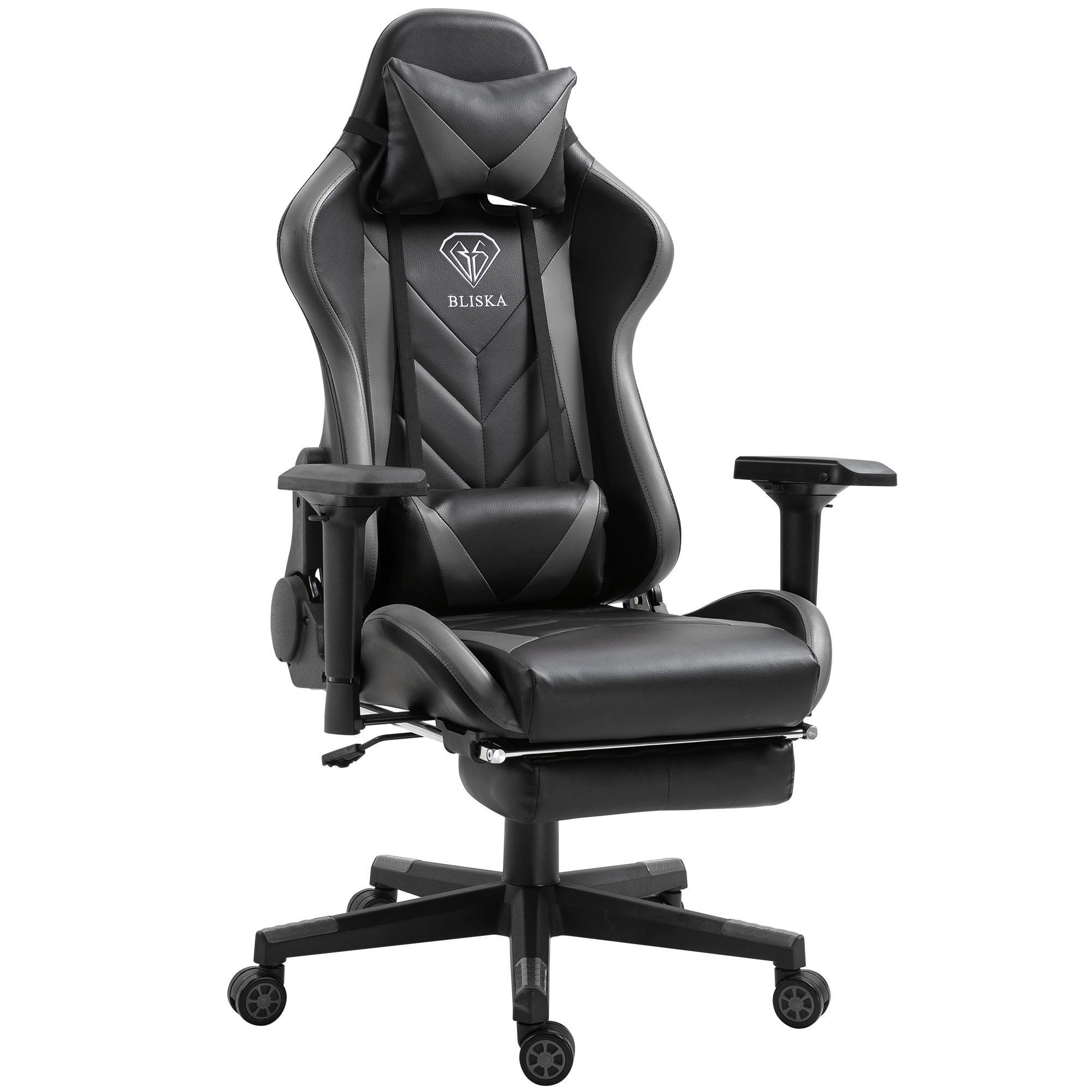 Геймерское кресло игровое с подставкой для ног до 120 кг Серый (ts-bs5903)