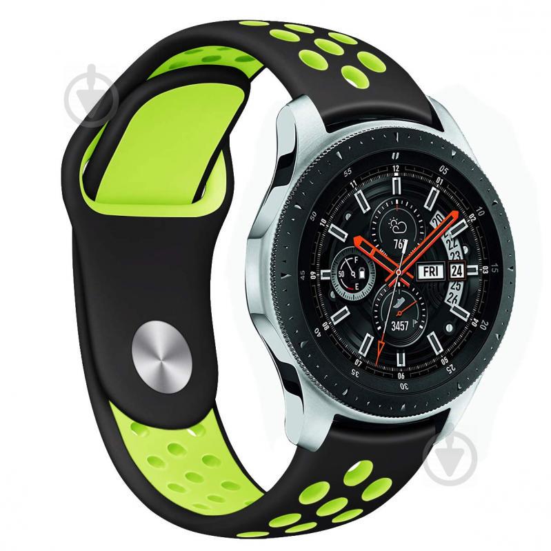 Ремешок BeWatch sport-style для Samsung Galaxy Watch 46 мм Черно-Салатовый (1020116)
