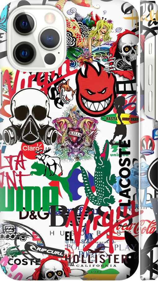Чехол на iPhone 12 Many different logos (4022c-2053-42517)