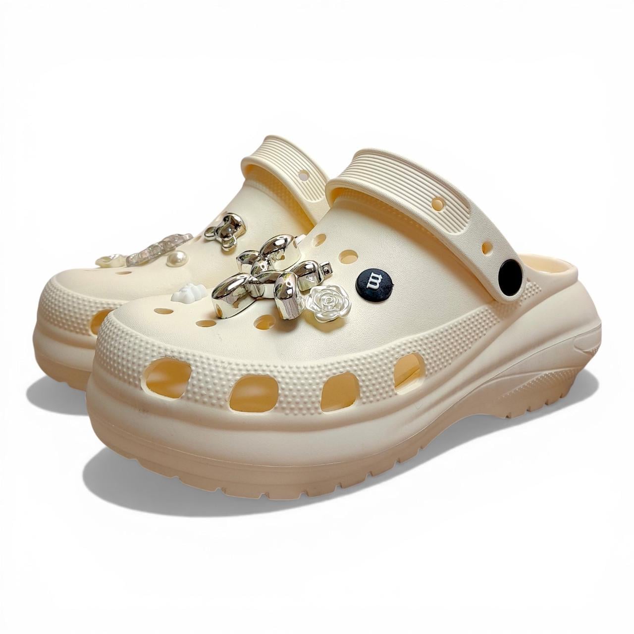 Сабо женские Progres с джибитсами р. 40/41 25,5 см Шампань (33798721)