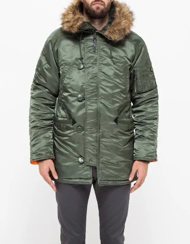 Куртка аляска Alpha Industries Slim Fit N-3B Parka S Sage/Orange (MJN31210C1SS) - фото 2