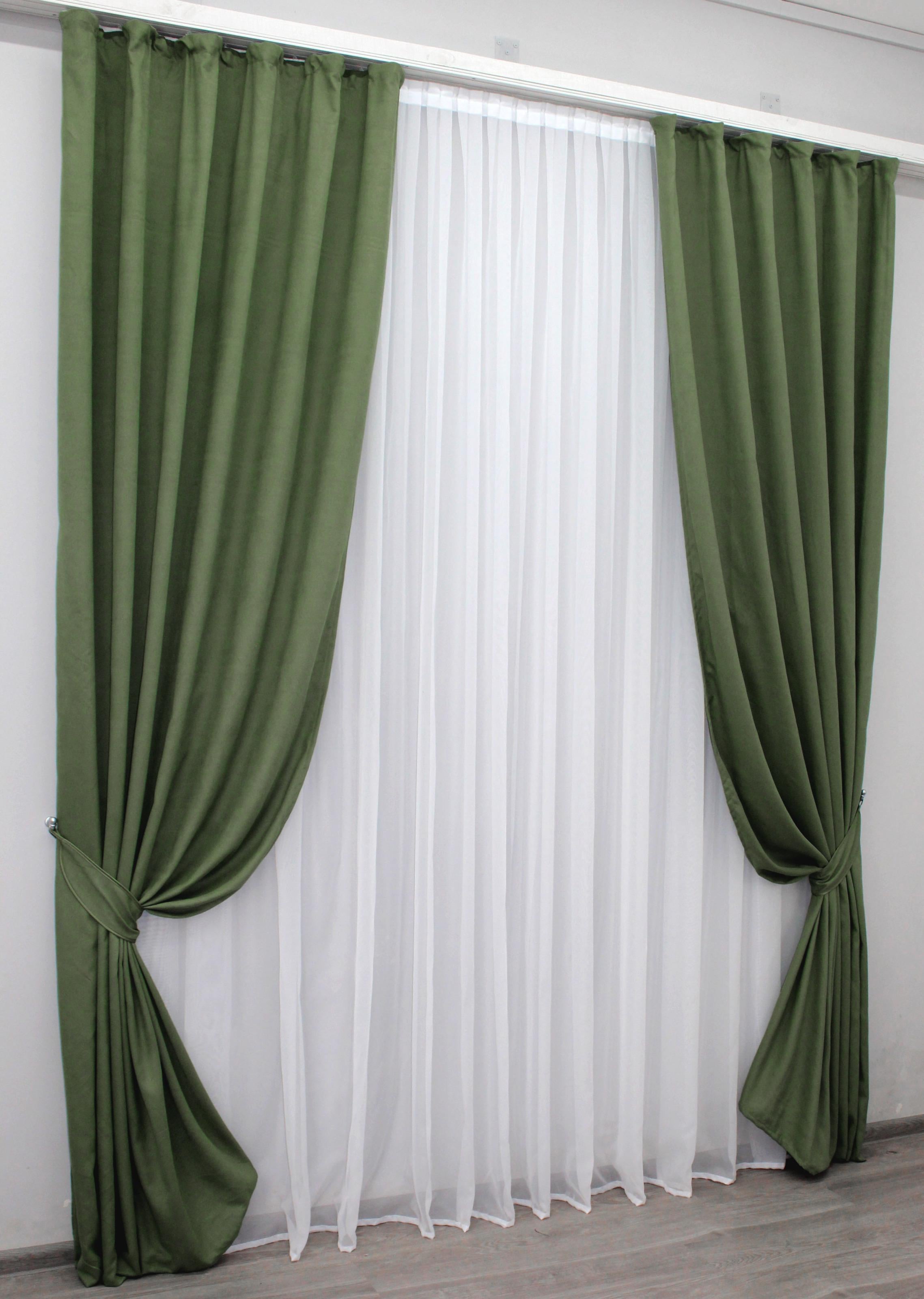 Комплект штор VR-Textil Petek № 1011ш микровелюр 100х275 см 2 шт. Зеленый (31-327)