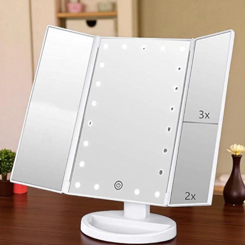 Косметическое зеркало тройное Superstar Magnifying Mirror с LED-подсветкой прямоугольное с увеличением Белый (1112365) Косметическое зеркало тройное Superstar Magnifying Mirror с LED-подсветкой прямоугольное с увеличением Белый (1112365)