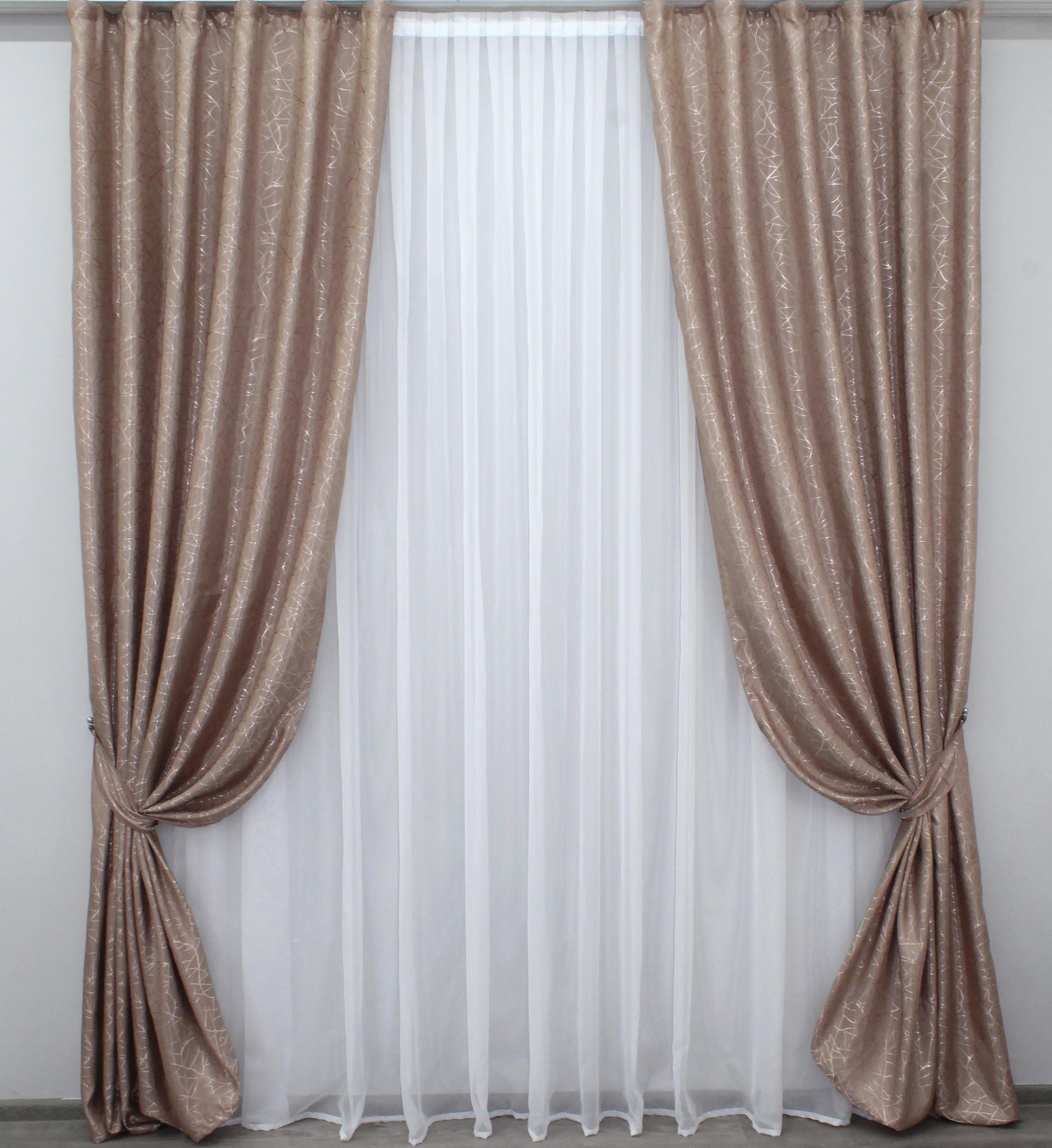 Комплект штор VR-Textil Саванна № 516ш жаккард 100х270 см 2 шт. Пудровый (31-090)