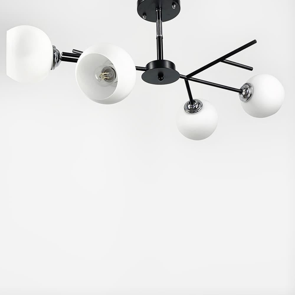 Люстра на 4 білих плафони 75х22 см (088N/4 BK+CH+WT)) - фото 3 Люстра на 4 білих плафони 75х22 см (088N/4 BK+CH+WT)) - фото 3