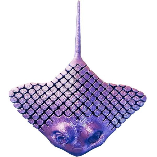 Антистресс 3D-печатный подвижный Скат из PLA 14, 5 см Фиолетовый (26137696)