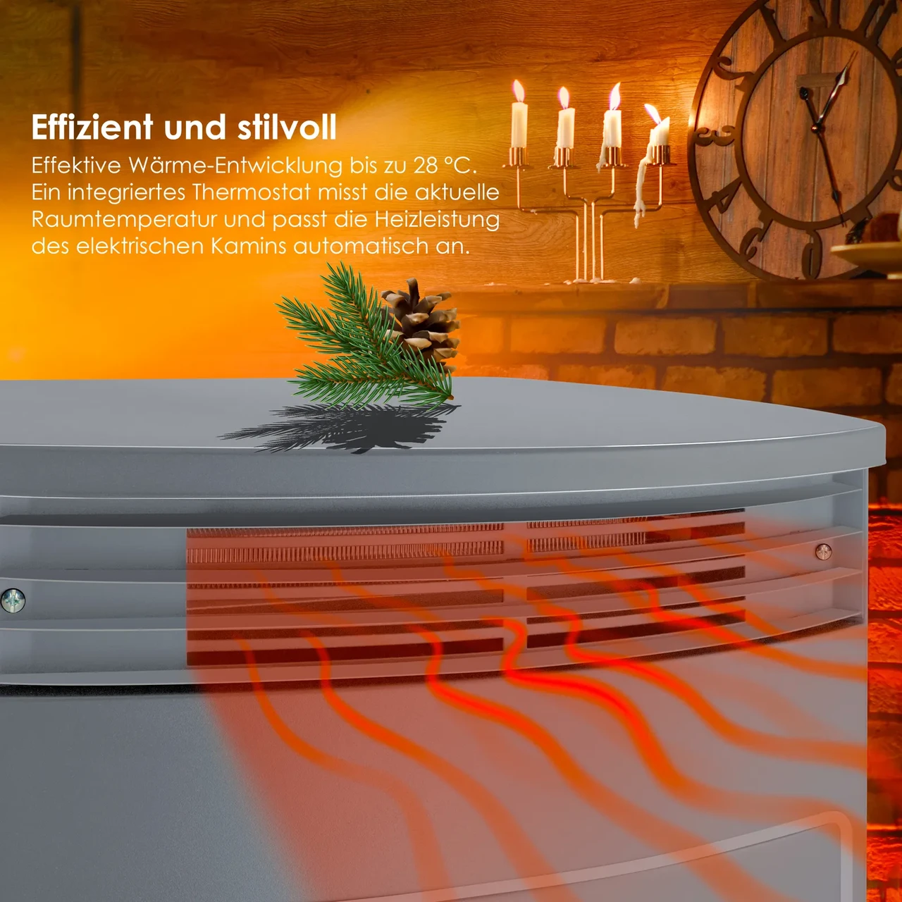 Електричний камін KESSER Panorama з таймером 1900 Вт 64x35x49 см - фото 4
