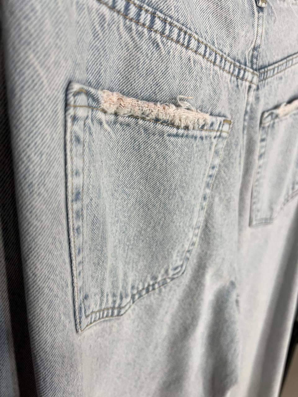 Джинсы женские Twin 1268-455 palazzo jeans широкие скошенный боковой шов палаццо высокая талия р. 36 Светло-голубой (3569) - фото 8