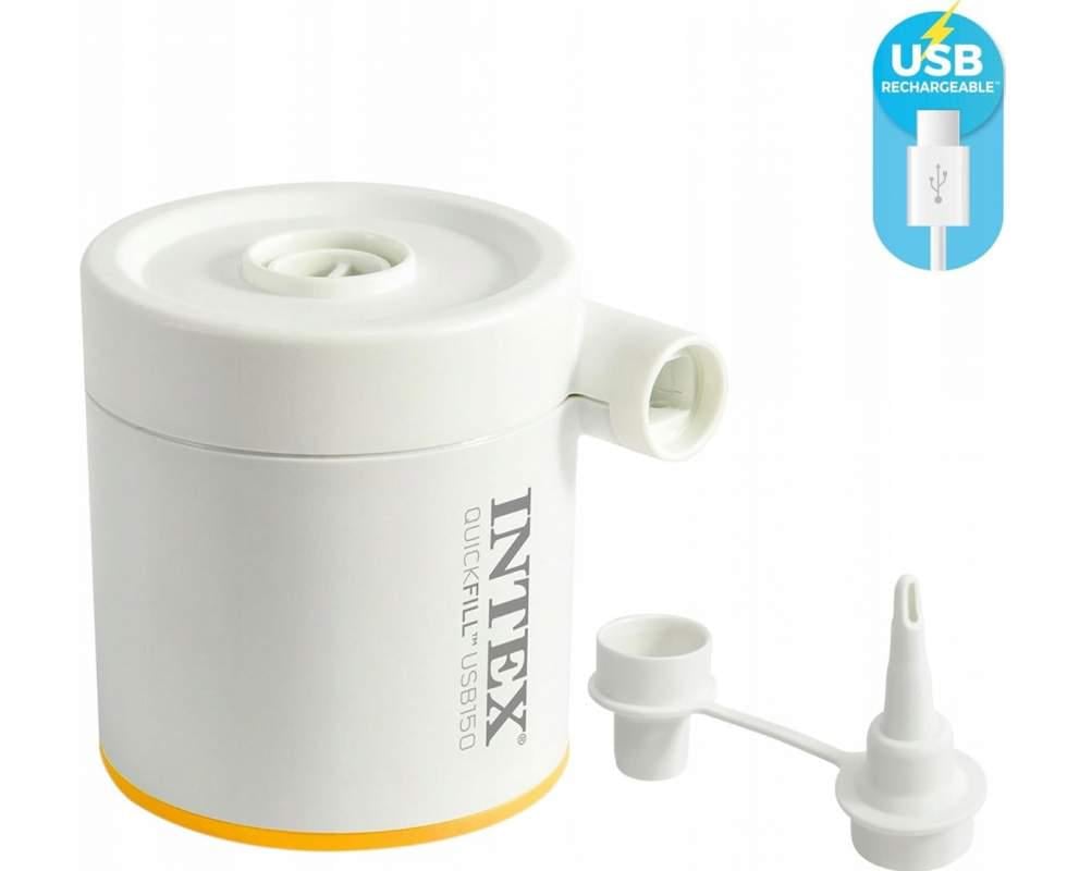 Надувной матрас одноместный велюровый Intex с электронасосом USB и сумкой 76x191x17 см Зеленый (64097) - фото 4