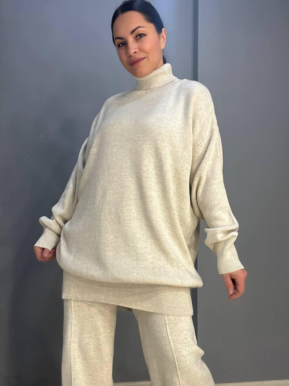 Костюм жіночий MY FASHION 202401-101 брюки зі стрілкою шнурок та светр OS Світло-бежевий (887) - фото 4 Костюм жіночий MY FASHION 202401-101 брюки зі стрілкою шнурок та светр OS Світло-бежевий (887) - фото 4