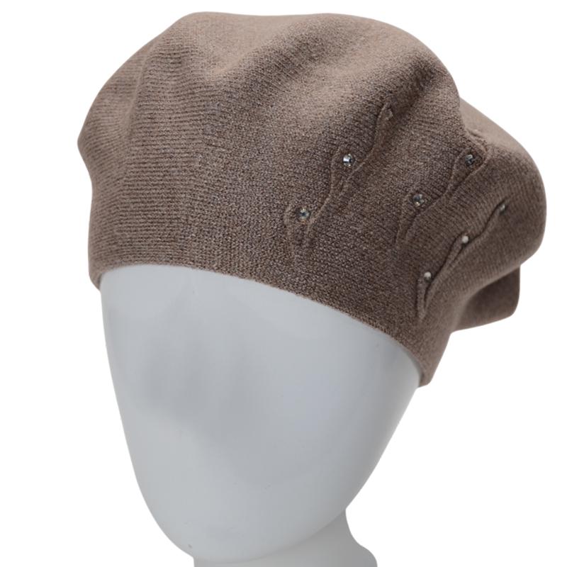 Берет женский двойной Novita ФЛОРИНА вискозный универсальный Капучино (295511)