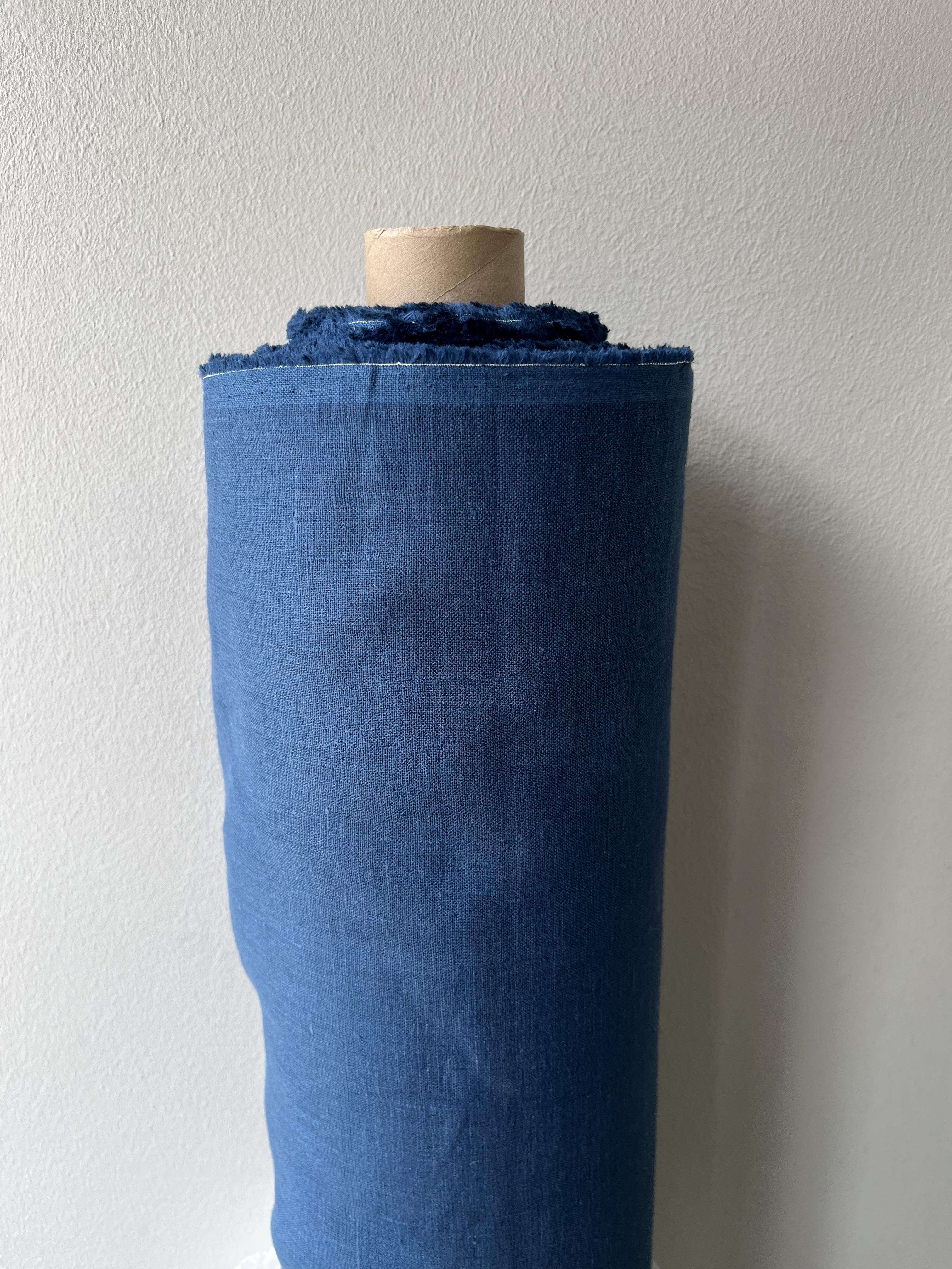 Ткань костюмная 100% лен 150 см 369 Синий