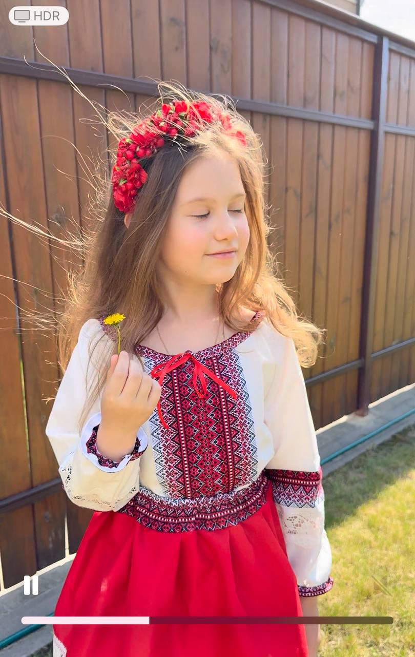 Костюм вишиванка для дівчинки Класичний 92-98 см Молочно-червоний - фото 4 Костюм вишиванка для дівчинки Класичний 92-98 см Молочно-червоний - фото 4