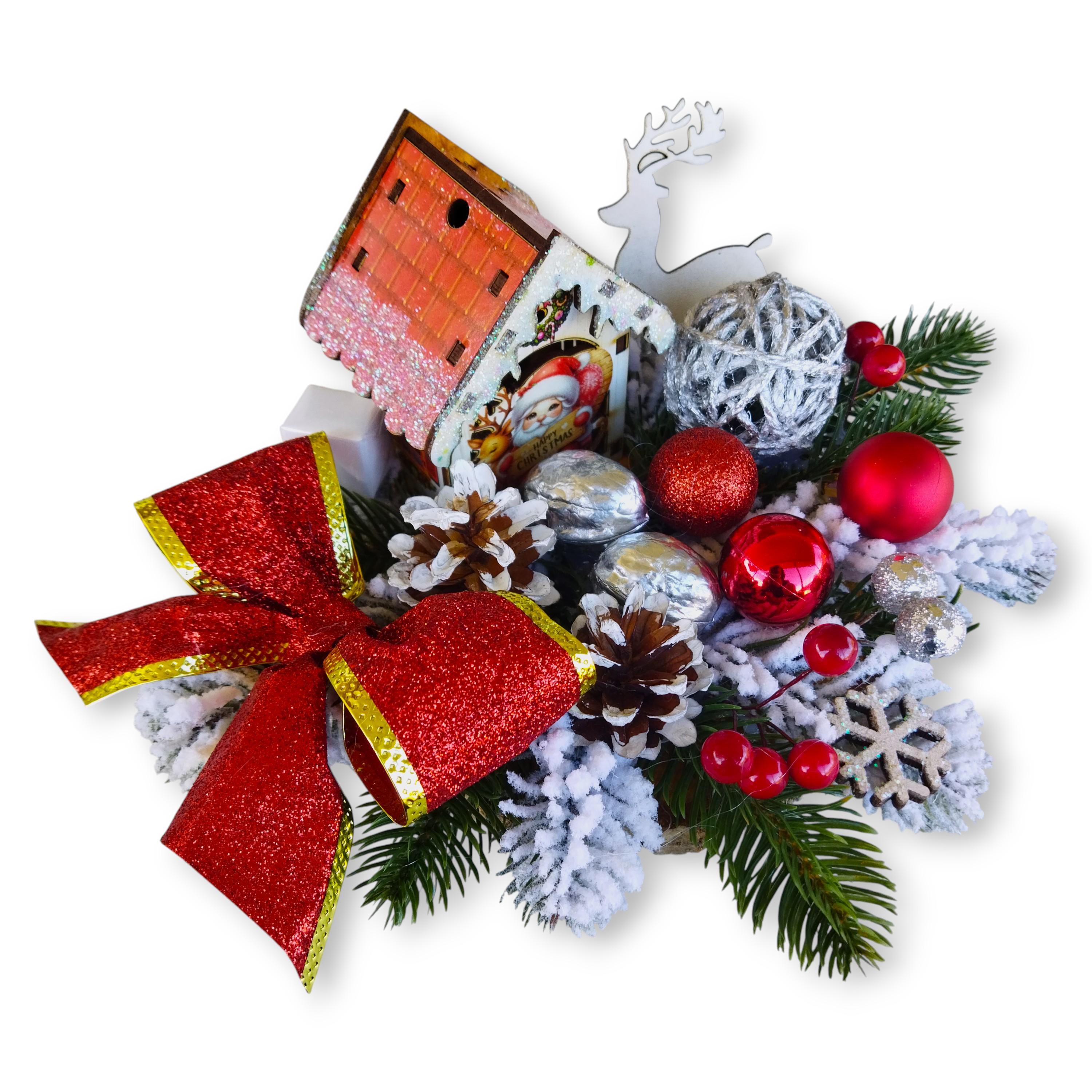 Новогодняя композиция Помощник Санты 24х19х11 см (CR07)