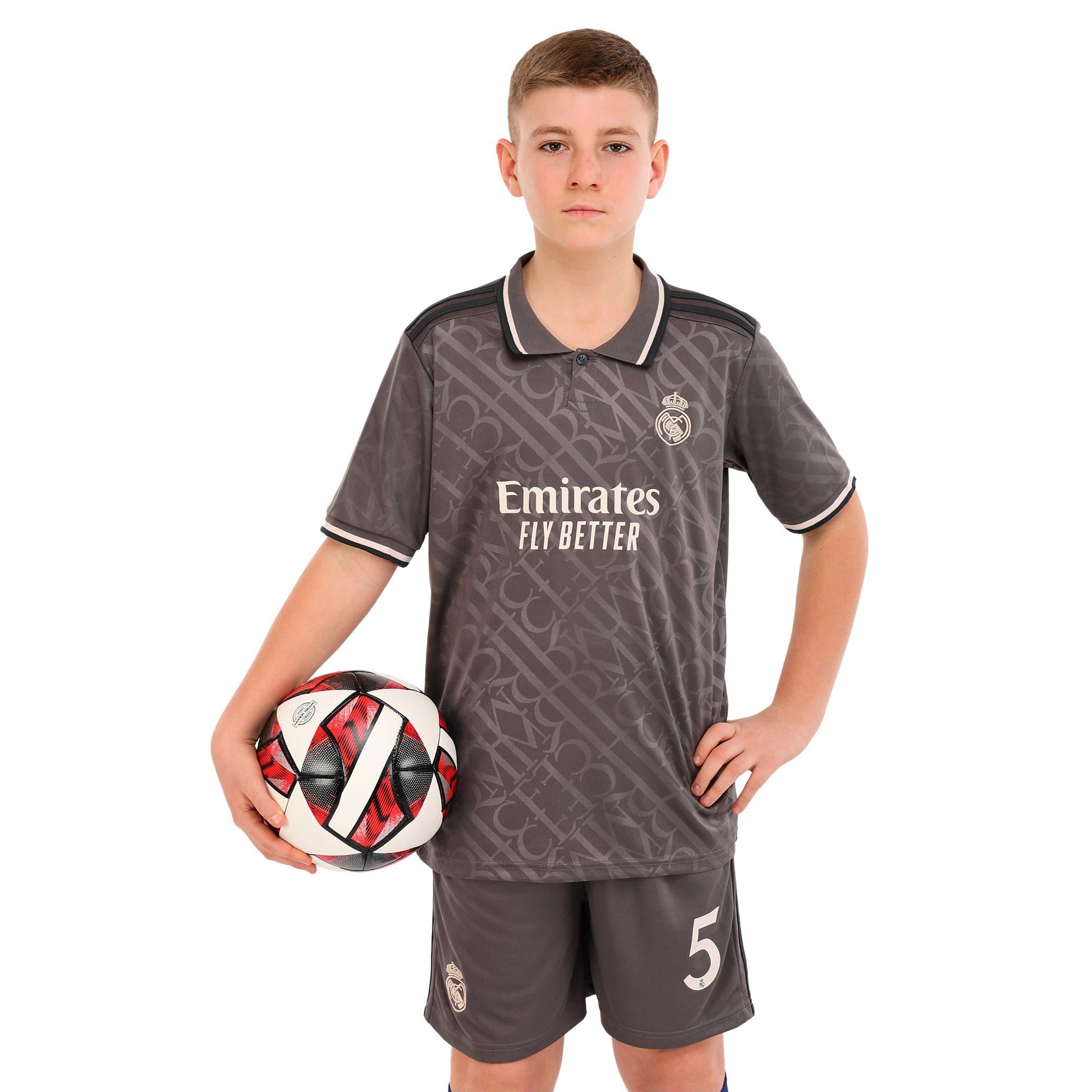 Форма футбольная детская с символикой футбольного клуба REAL MADRID резервная 2025 SP-Sport BELLINGHAM №5 р. 26 Серый (CO-4649_Серый_26,_рост_140-14)