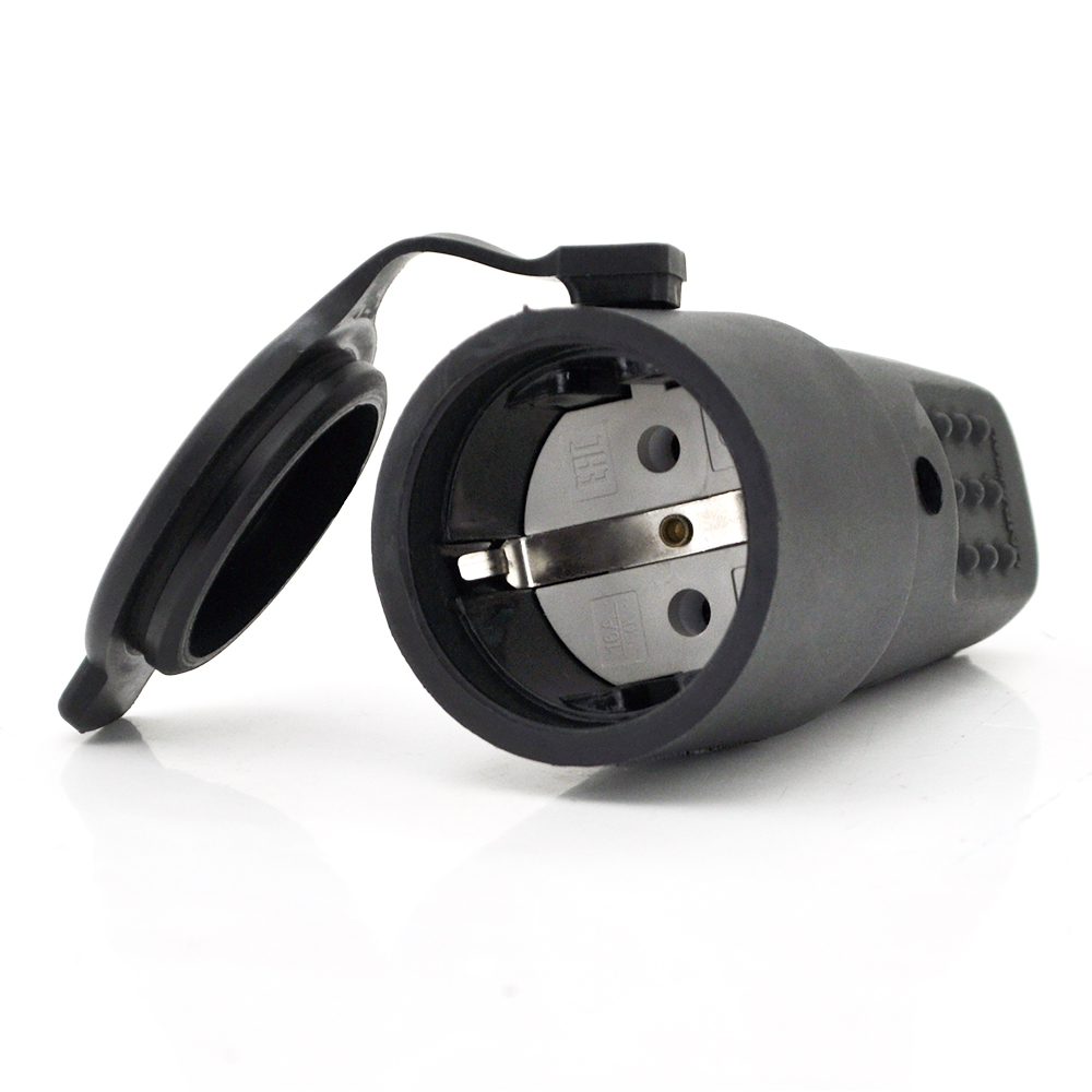 Електрогніздо штепсельне захищене 602228 IP44 вологозахист із заземленням 16A 250V Чорний (YUT_V4252)