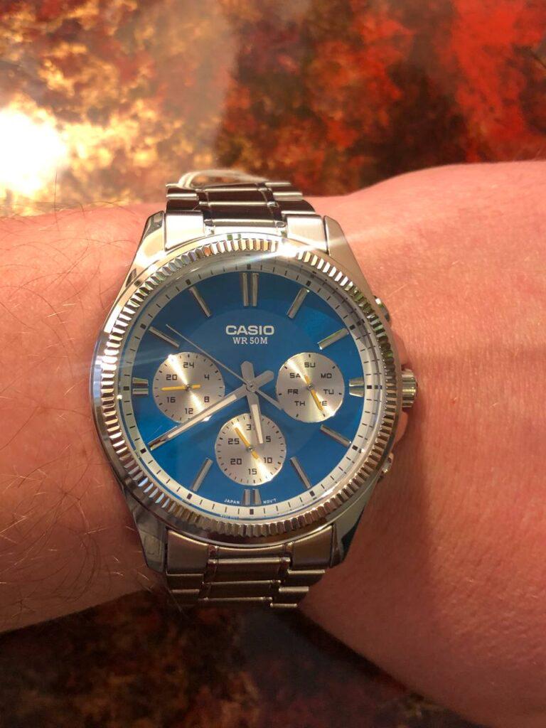 Наручные часы мужские Casio MTP-1375D-2A1VDF d 42 мм Синий/Серебряный (2447931056) - фото 2