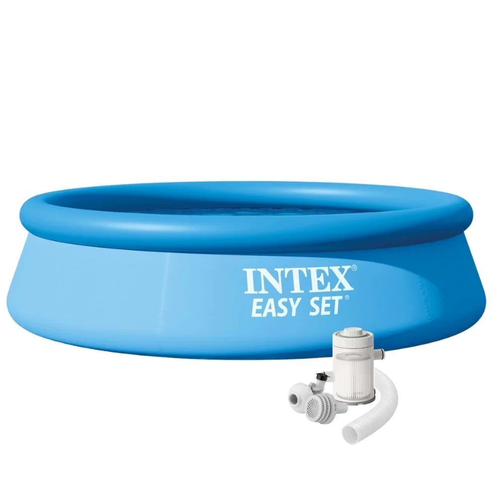 Бассейн надувной круглый семейный Intex 28122 серия Easy Set фильтр 1250 л/час для дачи 305х76 см Голубой (147-9-28122 #2025)