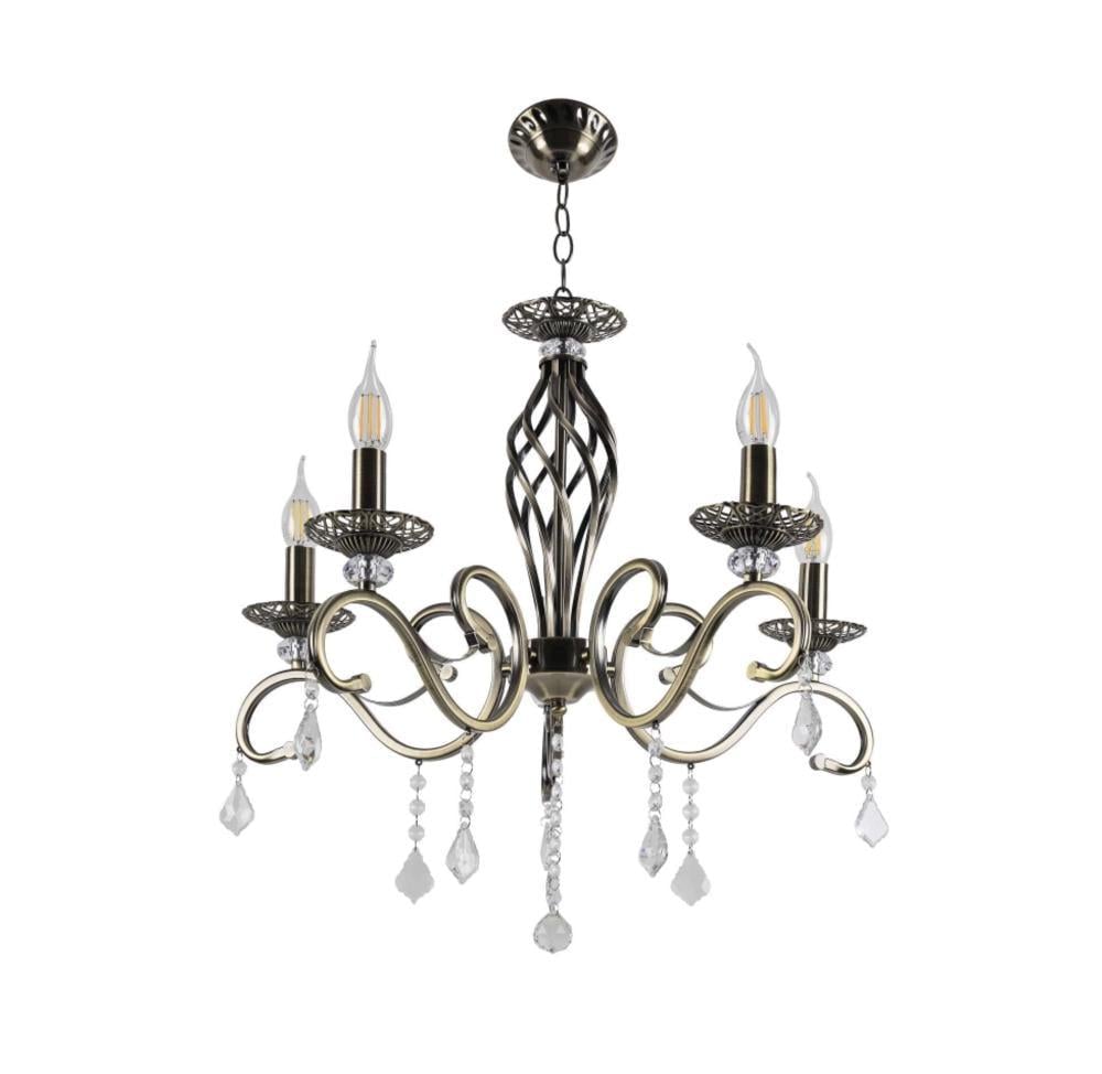 Люстра подвесная Sirius N1208/5 с хрустальными подвесами под пять ламп Е14 IP20 Бронзовый (00000139974)