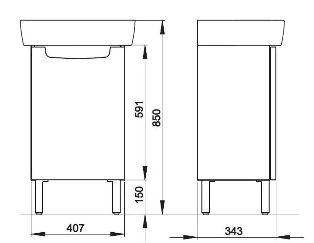 Тумба с умывальником подвесная Kolo REKORD K99025000 40,7x59,1x34,3 см Белый (68490) - фото 2