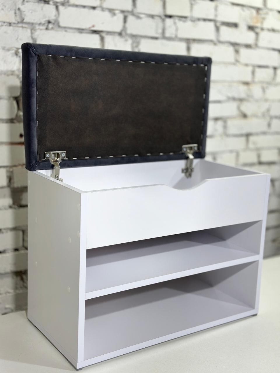 Тумба для обуви ДСП/ткань 30х50х45 см Белый/Графитовый - фото 3